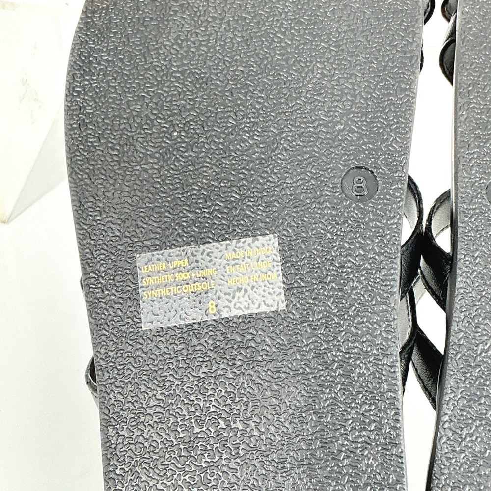 Seychelles Size 8 Black Leather Strappy Toe Loop Slide Sandals Rule the World - Picture 6 of 15